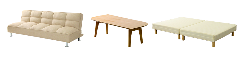 ソファベッド、センターテーブル、脚付き分割マットレス